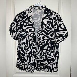 Cato Black & White Short Sleeve‎ Double Button Front Blazer Suit Jacket